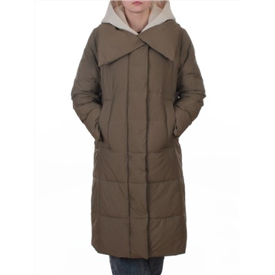 A610 DK. GREEN (KHAKI) Пальто зимнее женское со съемным жилетом (200 гр. био-пух)