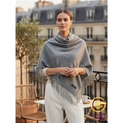 Платок теплый кашемировый однотонный Арт 9899П/42 цвет серый