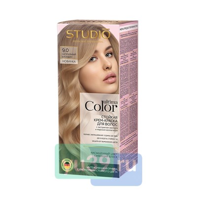 Ultima Color Studio Профешнл Стойкая крем-краска для волос 9.0 Натуральный блондин, 50/50