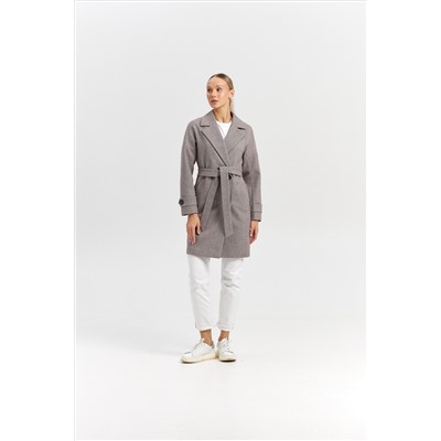 Пальто женское демисезонное 22970 (коричневый/ёлочка)