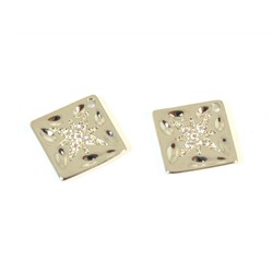 Подвеска ромб 12*12мм с фианитами, серебристая