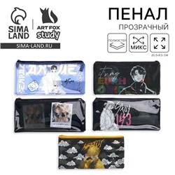 Пенал школьный мягкий плоский 9.5×20.5 ПВХ Anime, МИКС