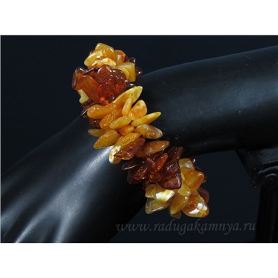 Браслет янтарный облепиха медово-молочный, коньячный