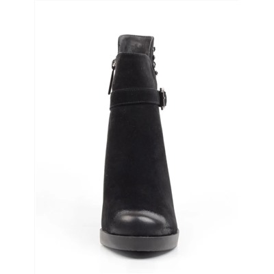 04-R164-1 BLACK Полусапоги женские (натуральная замша, натуральный мех)