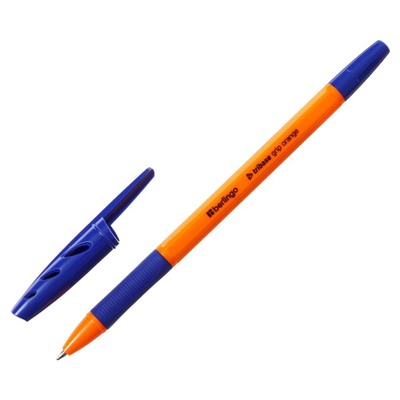 Ручка шариковая Berlingo "Tribase grip orange", 0,7 мм, грип,синяя