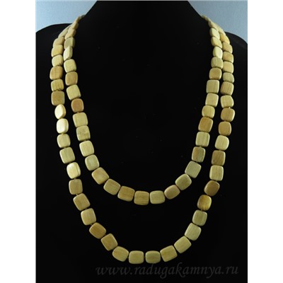 Бусы деревянные квадрат 15мм, 180см