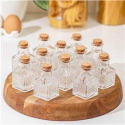 Набор баночек для специй Доляна «Парфе», 50 мл, 4.5×4.5×6.8 см, с пробковой крышкой, 12 шт., стекло