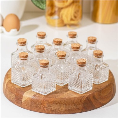 Набор баночек для специй Доляна «Парфе», 50 мл, 4.5×4.5×6.8 см, с пробковой крышкой, 12 шт., стекло