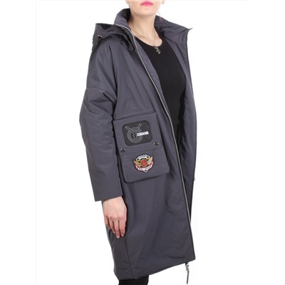 ZW-2306-C GRAY/PURPLE Пальто демисезонное женское (100 гр. синтепон) BLACK LEOPARD