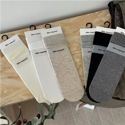 Cotton retro summer thin colored knee socks, mid-length, french style