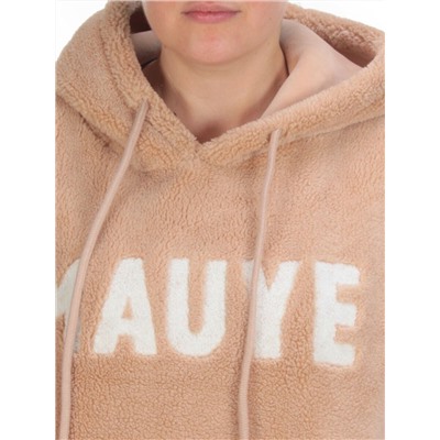 109 BEIGE Худи женское Тедди на флисе