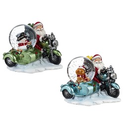 Фигурка декор в стекл шаре "Дед Мороз на мотоцикле", D 4.5 см, L8 W7,5 H7,5 см, 2в.