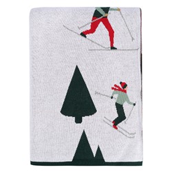 Плед из хлопка с новогодним рисунком Let's Ski из коллекции New Year Essential, 130x180 см
