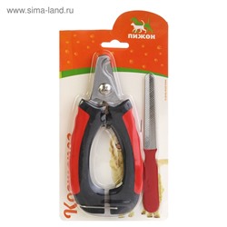 Набор по уходу за когтями: когтерез боковой (отверстие 14 мм) и пилка, чёрно-красный