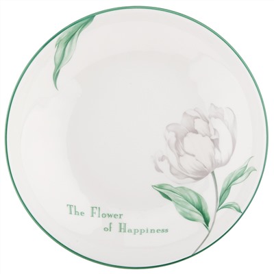 "Зе Флауэр оф Хепинис (The Flower of Happiness)" Тарелка глубокая фарфоровая д208мм h41мм, 680мл, с деколью, отводка (Китай)