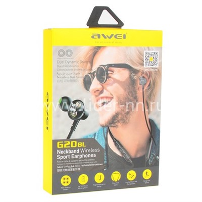 Наушники MP3/MP4 AWEI (G20BL) SPORT Bluetooth вакуумные черные