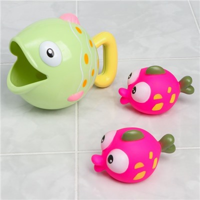 УЦЕНКА Набор игрушек для игры в  ванне «Рыбка и коньки», зеленая