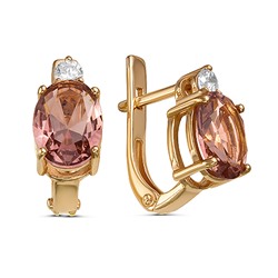 Серьги с фианитом позолоченные серебро 925*