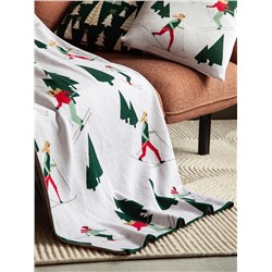 Плед из хлопка с новогодним рисунком Let's Ski из коллекции New Year Essential, 130x180 см