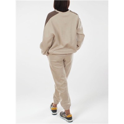 3160/3161 BEIGE/BROWN Костюм спортивный женский (95% хлопок, 5% эластан)