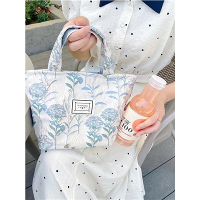 Handheld linen bag for leisure, french style, flowered, food bag, for import