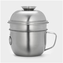 Набор посуды «Турист», 3 предмета: кружка 1.35 л, миска 650 мл, тарелка 300 мл, нержавеющая сталь, хромированный