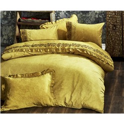 2 сп. Евро Комплект Постельного Белья Cotton Saten Pietra Safran Çift - EcoCotton