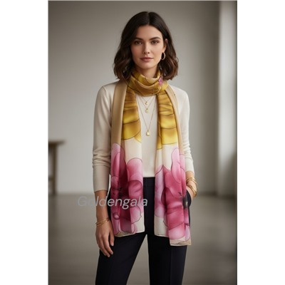 Шарф шифоновый с цветочным рисунком 3D Арт М52/10