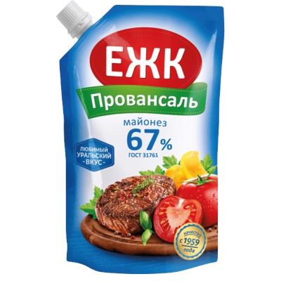 Майонез "Провансаль ЕЖК"  67% дой-пакет 386г(400мл) шт