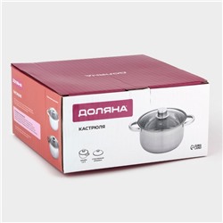 Кастрюля Доляна «Чёрная ночь», 1.5 л, с крышкой, капсульное дно, нержавеющая сталь