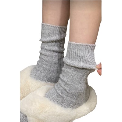 Woolen warm retro demi-season knee socks, mid-length