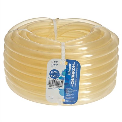 Шланг для жидких пищевых продуктов 3/4 дюйма, 20 м "СИЛИКОН" прозрачный