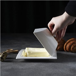 Маслёнка Magistro «Бланш», 16×8 см, фарфор, белая