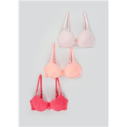 3 Pack Leaf Lace T-Shirt Bras