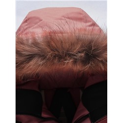 Парка зимняя подростковая для девочки с капюшоном и мехом бордового цвета 9534Bo