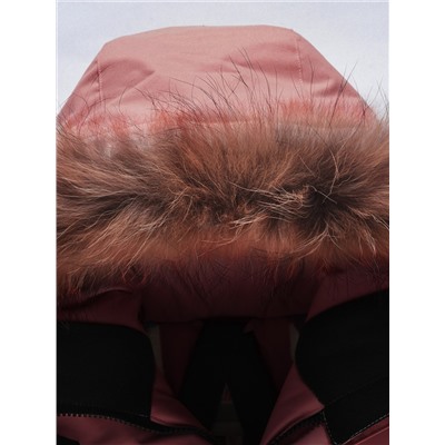 Парка зимняя подростковая для девочки с капюшоном и мехом бордового цвета 9534Bo