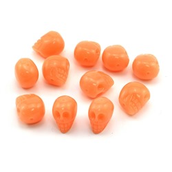 Разделитель-бусина П, Череп  9*11*13мм, цв.оранжевый св., отверстие 1,2мм.