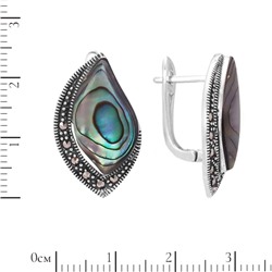Серьги 'Лист' с гелиотисом и марказитами ТАСН.401ПЛ2N