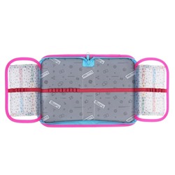 Пенал 1 секция, 130 х 210 х 40 мм, 2 откидные планки, тканевый, Calligrata TOP, Content "Аниме подружки"
