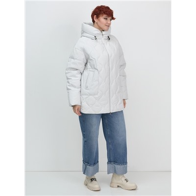 Куртка женская демисезонная с капюшоном серого цвета 1140Sr