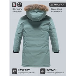 Парка зимняя мужская с капюшоном и мехом енот зеленого цвета 9537-1Z