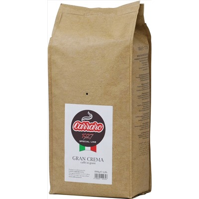 Carraro. Gran Crema (зерновой) 1 кг. мягкая упаковка