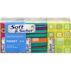 Soft&Sicher Носовой платок Pocket, 6x8 stück, 48 шт