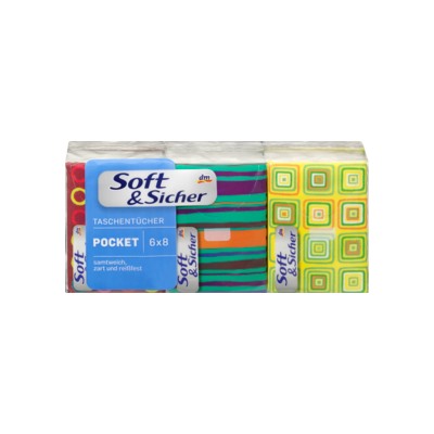 Soft&Sicher Носовой платок Pocket, 6x8 stück, 48 шт
