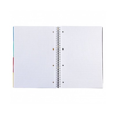 Тетрадь 96л А4ф клетка Пластиковая обложка на гребне с фигурной высечкой PROGRESSIVE METALLIC 4 цв. разделителя с линейкой с карманом Зеленая  в индив.упак.