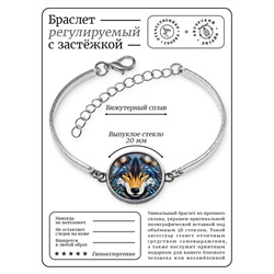 BSI-0185 Браслет металлический Волк мозаика