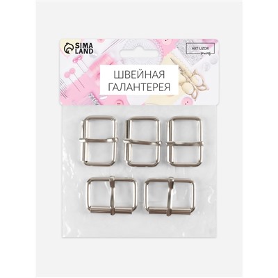 Пряжка проволочная, 3.9×2.7 см, 32 мм, 5 шт., цвет серебряный