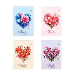 Блокнот А6, 40 листов в клетку, Floral notebook, на гребне, МИКС