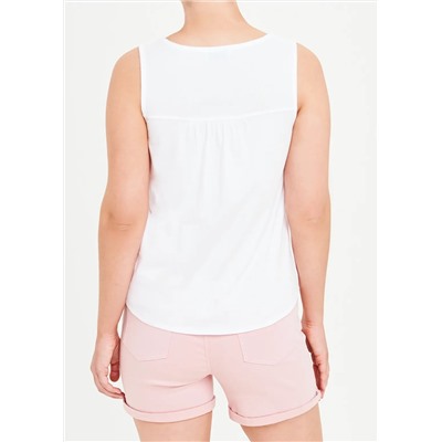 Broderie Button Front Vest Top
