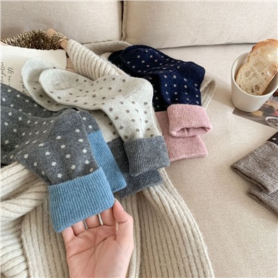 Demi-season warm woolen Japanese retro socks for boys, mid-length